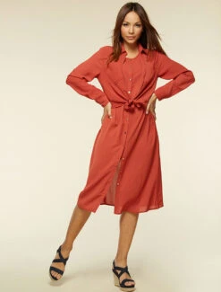 Robe Longue à Empiècement Style Chemise - Brique -DADA Vetements Magasin 105434 robe longue a empiecement style chemise brique 3