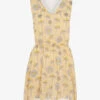 Robe Cintrée Imprimé Marguerites à Dos Dentelle - Jaune -DADA Vetements Magasin 110883 robe cintree imprime marguerites a dos dentelle jaune 1