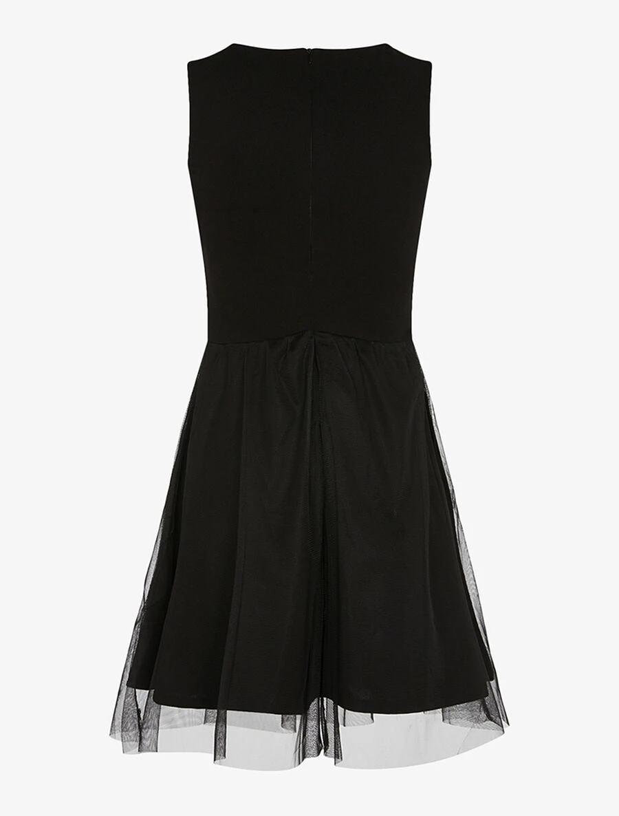 Robe Fleurie Bas à Tulle - Noir 4 Robe Fleurie Bas à Tulle - Noir – Image 2