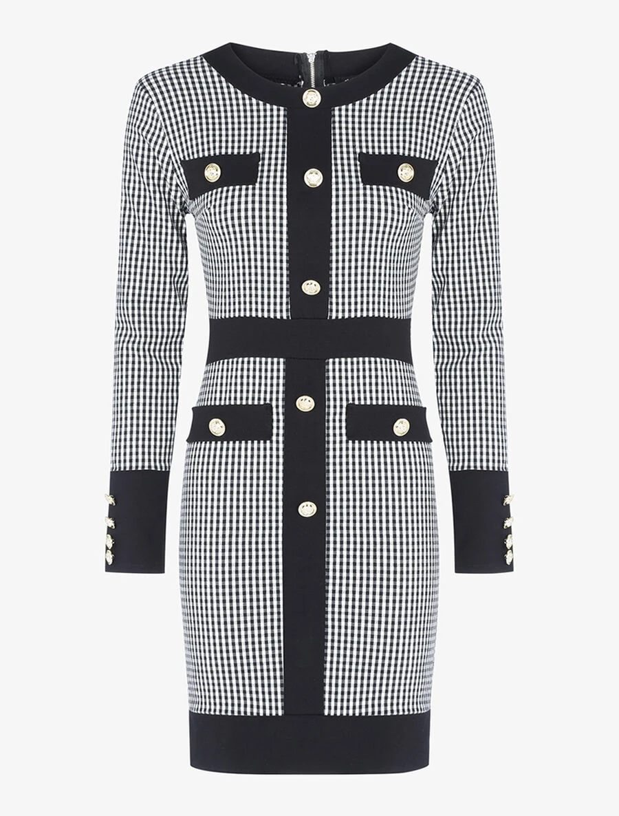 Robe Boutonnée Imprimé Carreaux - Noir 3 Robe Boutonnée Imprimé Carreaux - Noir