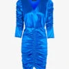 Robe Froncée à Manches Longues - Bleu électrique -DADA Vetements Magasin 123247 robe froncee a manches longues bleu electrique 1