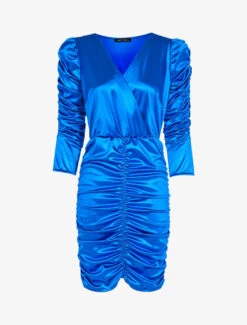 Robe Froncée à Manches Longues - Bleu électrique