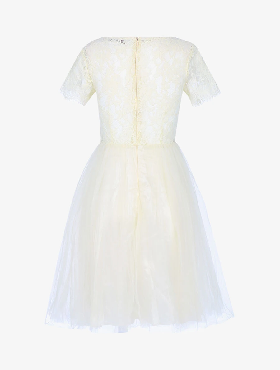 Robe En Tulle Et Dentelle Festonnée - Beige 4 Robe En Tulle Et Dentelle Festonnée - Beige – Image 2