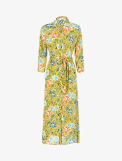 Robe à Imprimé Tropical - Jaune
