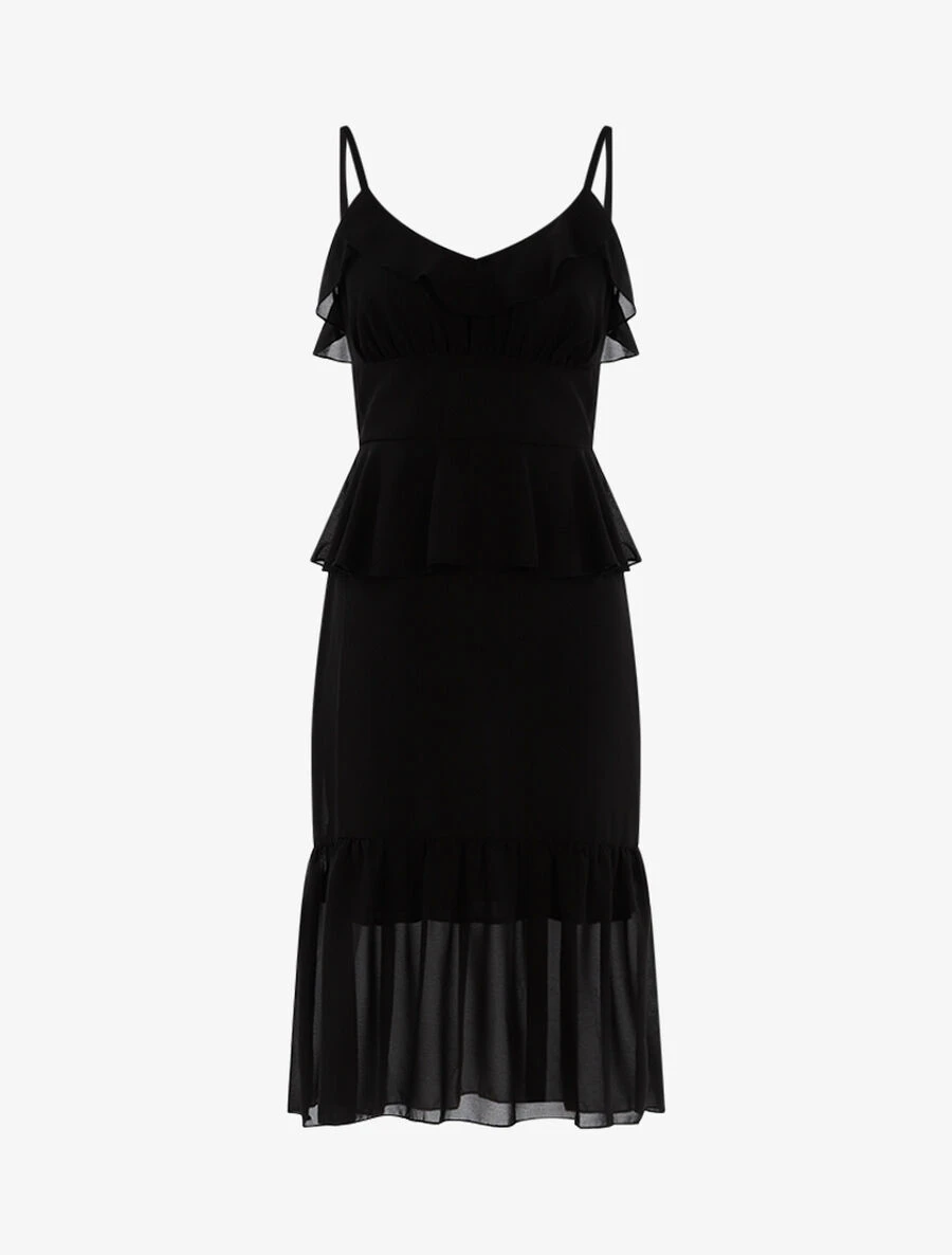 Robe En Voile à Volants - Noir 4 Robe En Voile à Volants - Noir – Image 2