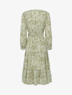 Robe à Imprimé Feuillages Et Flocage Doré - Vert -DADA Vetements Magasin 130105 robe a imprime feuillages et flocage dore vert 2