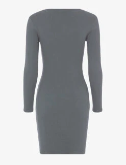 Robe Côtelée à Boutons Décoratifs à L'avant - Gris -DADA Vetements Magasin 130602 robe cotelee a boutons decoratifs a l avant gris 5