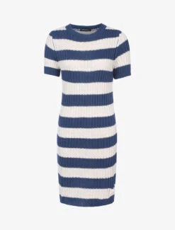 Robe Pull à Rayures - Bleu Charrette/gris Clair