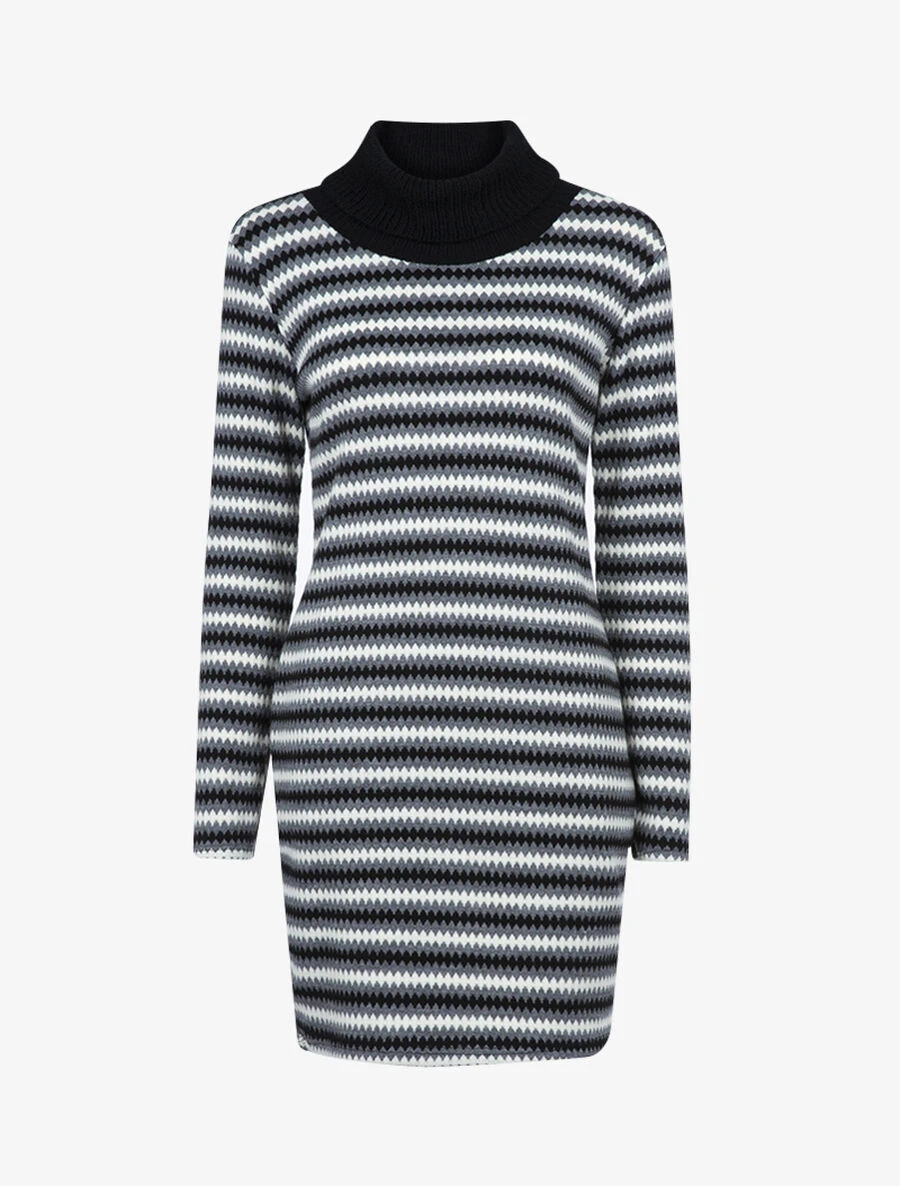 Robe Pull à Bandes Graphiques - Noir 3 Robe Pull à Bandes Graphiques - Noir
