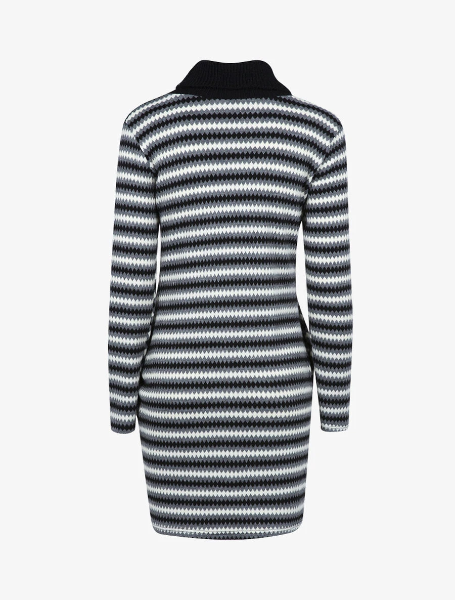 Robe Pull à Bandes Graphiques - Noir 4 Robe Pull à Bandes Graphiques - Noir – Image 2