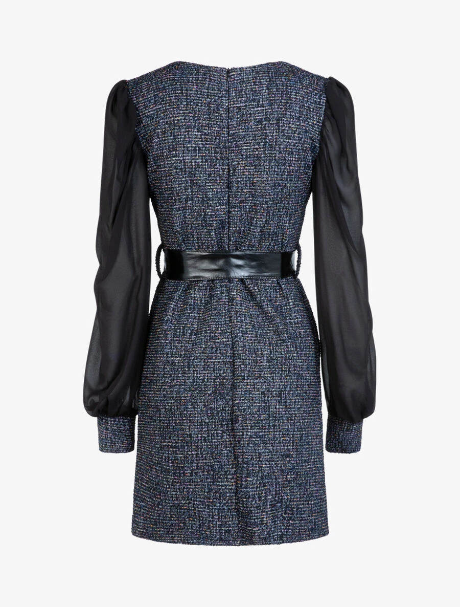 Robe En Maille Texturée Multicolore - Marine 4 Robe En Maille Texturée Multicolore - Marine – Image 2