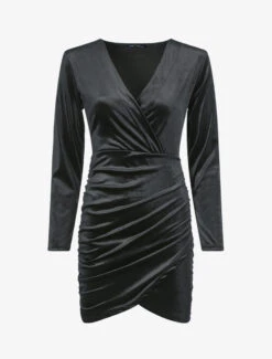 Tunique Style Robe Effet Velours - Noir
