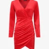 Tunique Style Robe Effet Velours - Rouge -DADA Vetements Magasin 139278 tunique style robe effet velours rouge 1