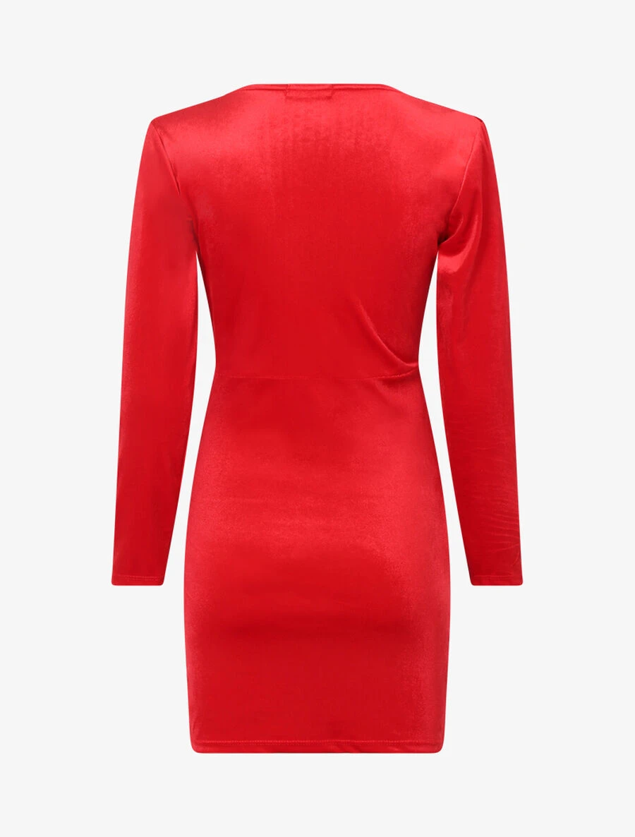 Tunique Style Robe Effet Velours - Rouge 4 Tunique Style Robe Effet Velours - Rouge – Image 2