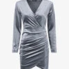 Tunique Style Robe Effet Velours - Gris Clair -DADA Vetements Magasin 139279 tunique style robe effet velours gris clair 1
