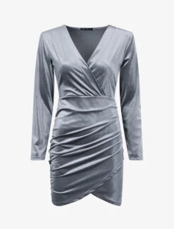 Tunique Style Robe Effet Velours - Gris Clair