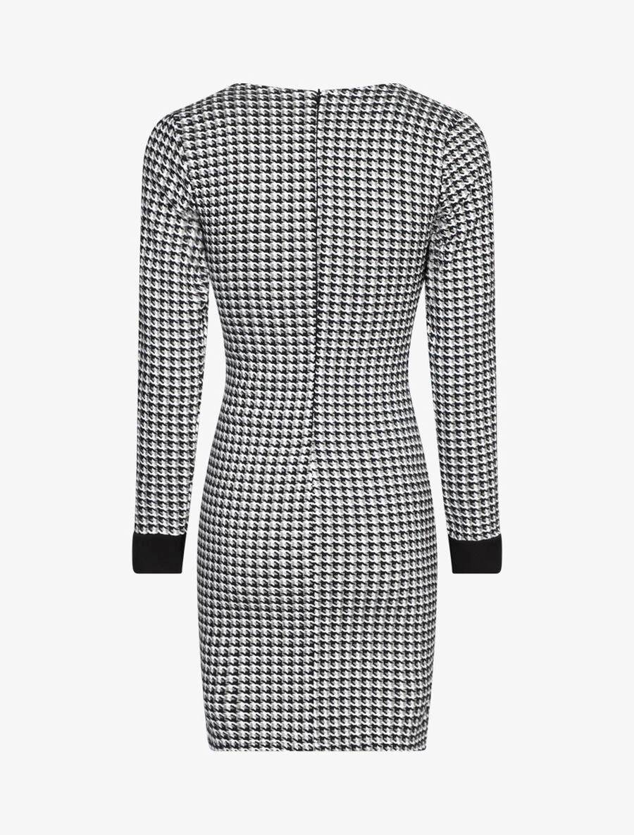 Robe Chic Imprimé Pied De Poule - Noir 5 Robe Chic Imprimé Pied De Poule - Noir – Image 3