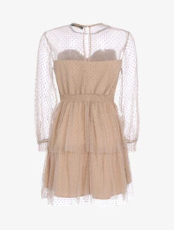 Robe Patineuse En Tulle à Pois - Beige Rosé -DADA Vetements Magasin 140205 robe patineuse en tulle a pois beige rose 2