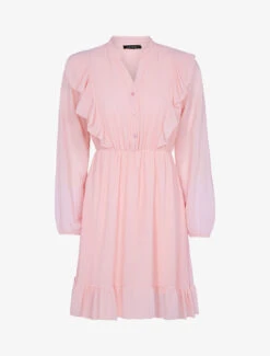 Robe Volantée En Voile - Rose