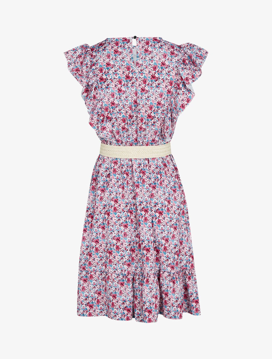 Robe Fleurie à Volants - Rose 4 Robe Fleurie à Volants - Rose – Image 2