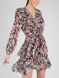 Robe à Volants Et Imprimés - Noir -DADA Vetements Magasin 142829 robe a volants et imprimes noir 3