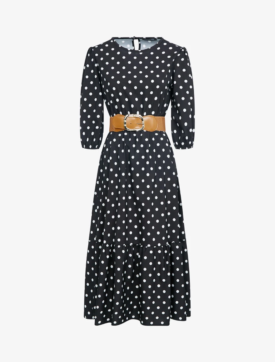 Robe à Imprimé Pois - Noir 4 Robe à Imprimé Pois - Noir – Image 2