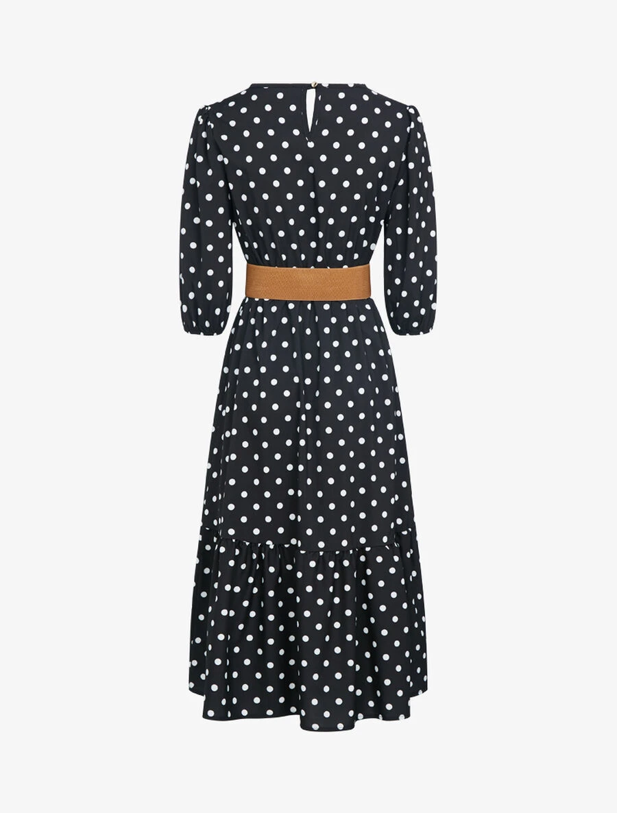 Robe à Imprimé Pois - Noir 5 Robe à Imprimé Pois - Noir – Image 3