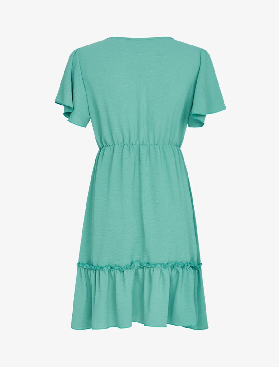 Robe Patineuse à Boutons Décoratifs - Turquoise 4 Robe Patineuse à Boutons Décoratifs - Turquoise – Image 2