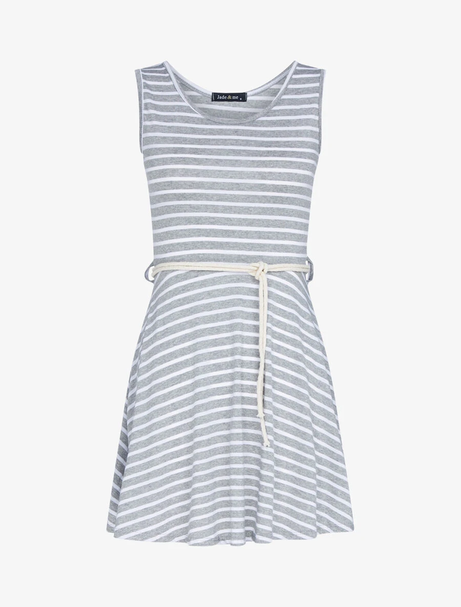 Tunique Style Robe Marinière - Gris Clair 4 Tunique Style Robe Marinière - Gris Clair – Image 2