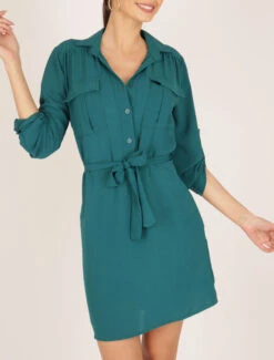 Robe Ample Style Chemise - Bleu Canard -DADA Vetements Magasin 143073 robe ample style chemise bleu canard 3