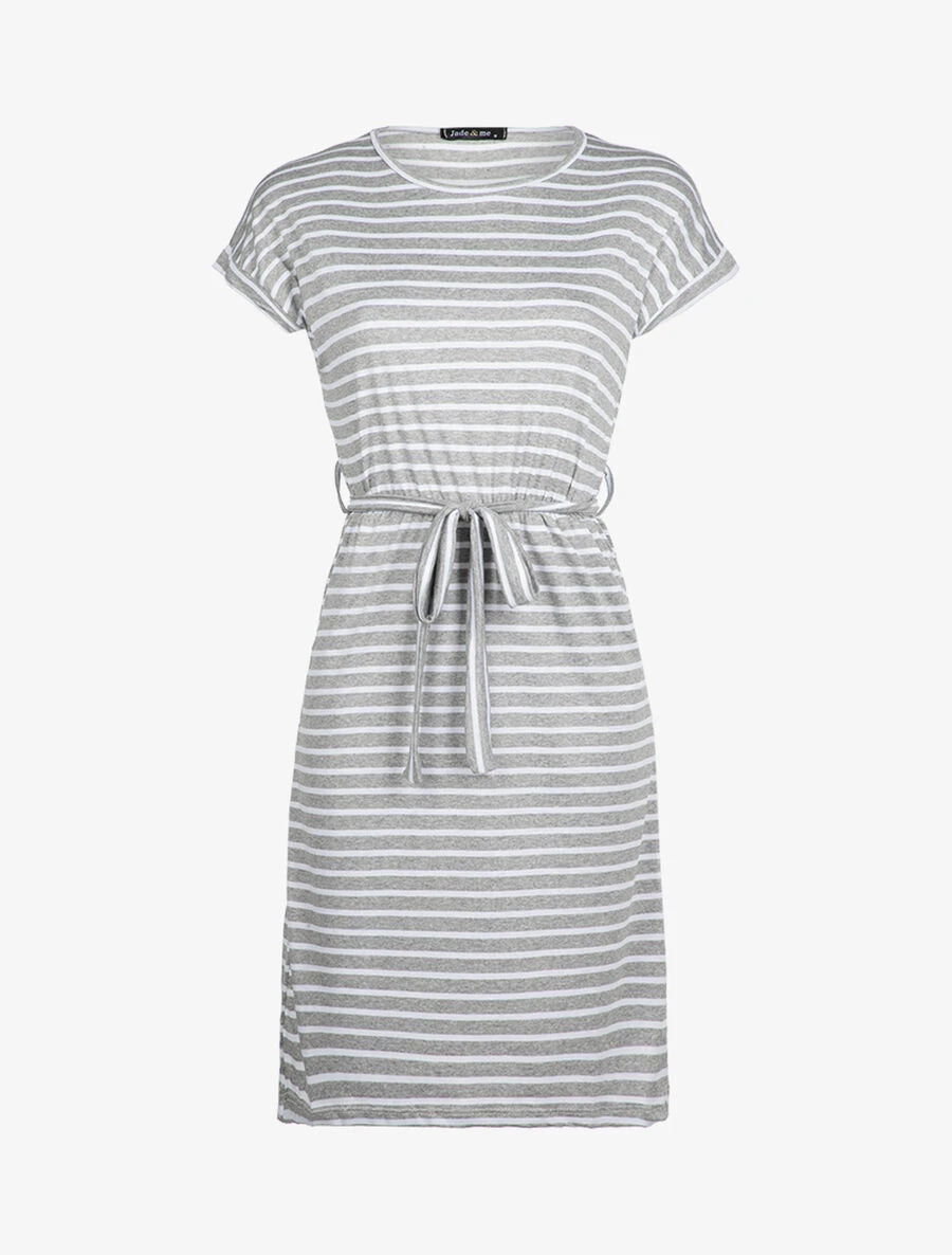 Robe Patineuse Rayée - Gris Clair 3 Robe Patineuse Rayée - Gris Clair