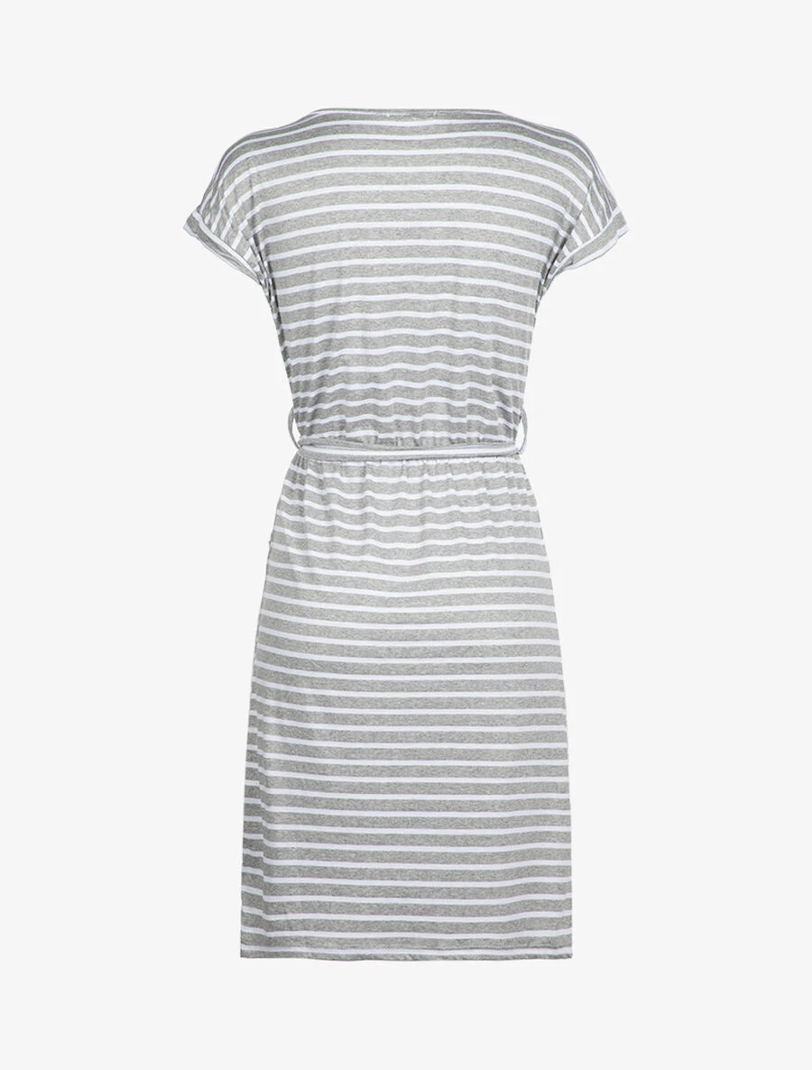 Robe Patineuse Rayée - Gris Clair 4 Robe Patineuse Rayée - Gris Clair – Image 2