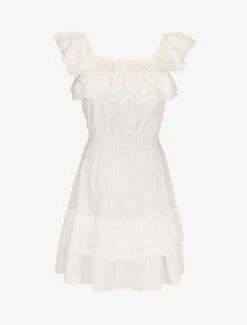 Robe Unie à Bretelles Volantées - Blanc -DADA Vetements Magasin 144456 robe unie a bretelles volantees blanc 2