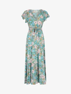 Robe à Imprimé Floral Et Emmanchures Volantées - Vert Amande -DADA Vetements Magasin 144742 robe a imprime floral et emmanchures volantees vert amande 2