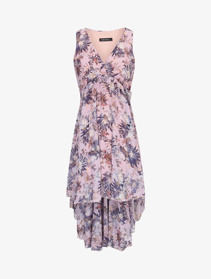 Robe Fleurie à Bord Asymétrique - Lilas 3 Robe Fleurie à Bord Asymétrique - Lilas