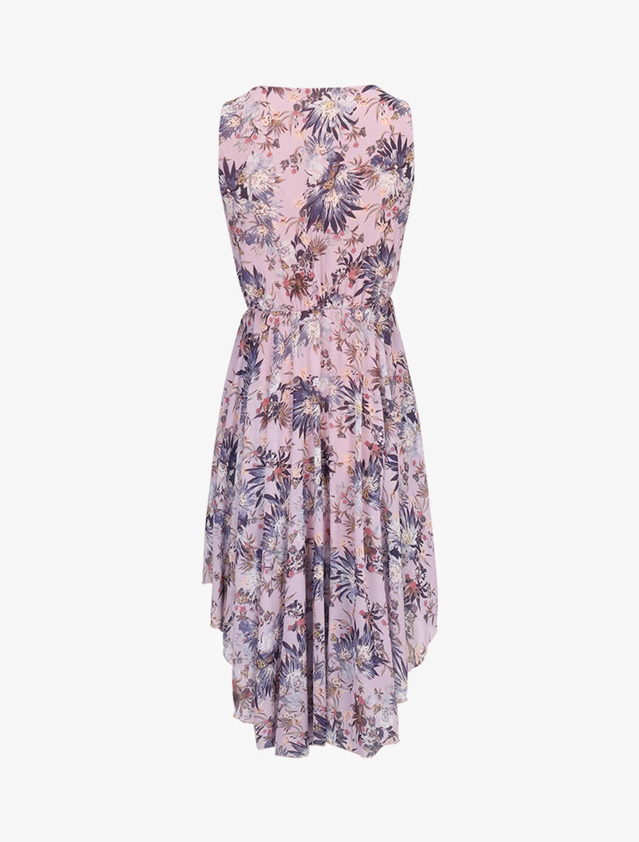 Robe Fleurie à Bord Asymétrique - Lilas 4 Robe Fleurie à Bord Asymétrique - Lilas – Image 2