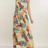 Robe Longue à Imprimé Tropical - Jaune -DADA Vetements Magasin 145366 robe longue a imprime tropical jaune 1