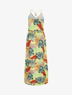 Robe Longue à Imprimé Tropical - Jaune -DADA Vetements Magasin 145366 robe longue a imprime tropical jaune 4