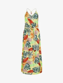 Robe Longue à Imprimé Tropical - Jaune -DADA Vetements Magasin 145366 robe longue a imprime tropical jaune 5