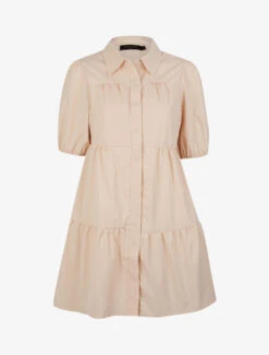 Robe Trapèze Boutonnée - Beige -DADA Vetements Magasin 146866 robe trapeze boutonnee beige 2