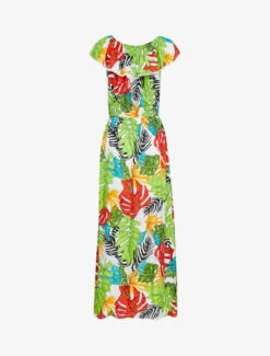 Robe Imprimée à Col Volanté - Ecru -DADA Vetements Magasin 147022 robe imprimee a col volante ecru 2