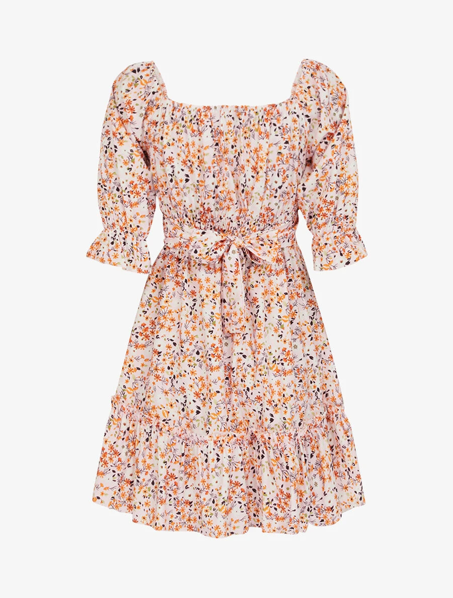 Robe Fleurie à Poitrine Soulignée - Rose 4 Robe Fleurie à Poitrine Soulignée - Rose – Image 2