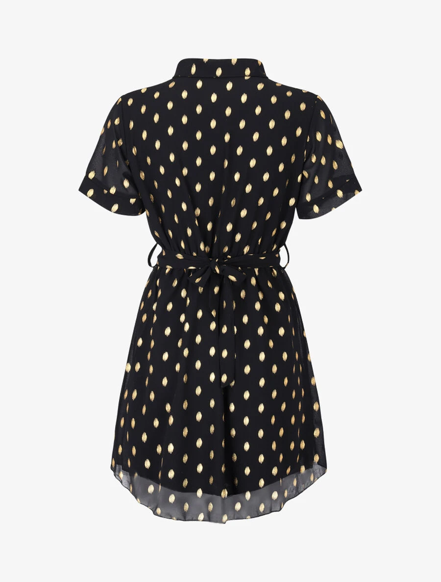 Robe Patineuse à Imprimé Moucheté - Noir 4 Robe Patineuse à Imprimé Moucheté - Noir – Image 2