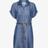 Robe Chemise Satinée Droite - Denim Foncé -DADA Vetements Magasin 150002 robe chemise satinee droite denim fonce 1