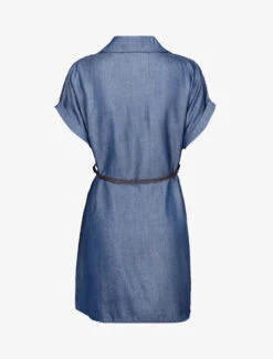 Robe Chemise Satinée Droite - Denim Foncé -DADA Vetements Magasin 150002 robe chemise satinee droite denim fonce 2