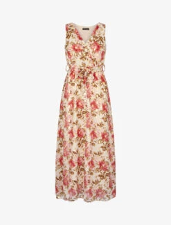 Robe Longue à Imprimés Et Flocages Dorés - Beige -DADA Vetements Magasin 151237 robe longue a imprimes et flocages dores beige 2