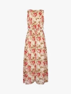 Robe Longue à Imprimés Et Flocages Dorés - Beige -DADA Vetements Magasin 151237 robe longue a imprimes et flocages dores beige 3