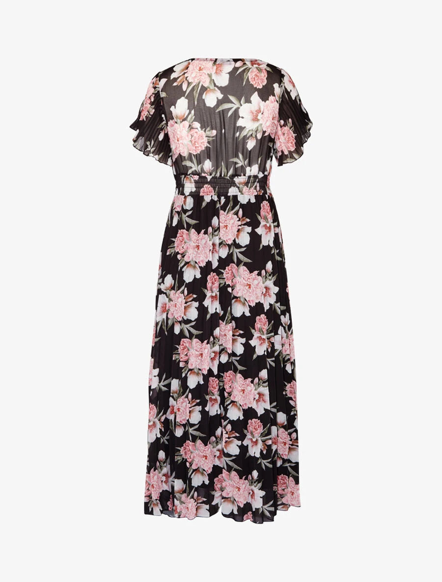 Robe Fleurie Gaufrée Ajourée - Noir 4 Robe Fleurie Gaufrée Ajourée - Noir – Image 2