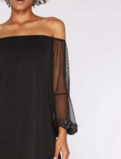 Robe Légère Manches à - Noir 9 Robe Légère Manches à - Noir -DADA Vetements Magasin 82249 robe legere manches a fleurs 3