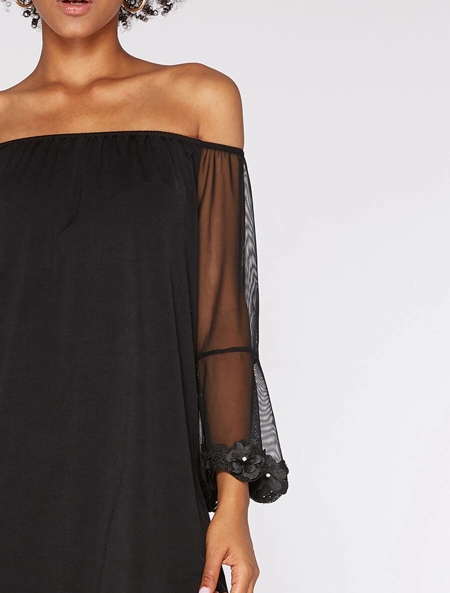 Robe Légère Manches à - Noir 5 Robe Légère Manches à - Noir – Image 3